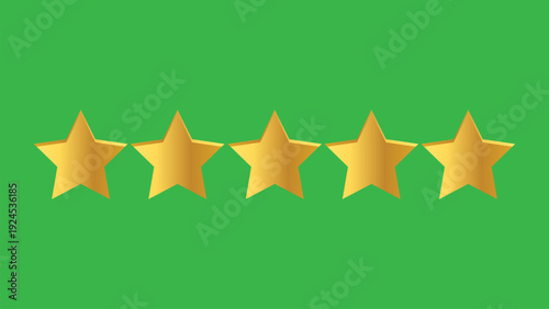 Star icon. vector yellow isolated five stars. customer feedback concept on green background