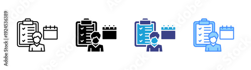 Planning icon set multiple style collection