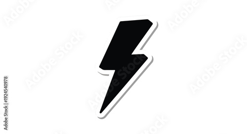 Black lightning bolt icon symbol on white background, modern energy concept