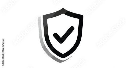 Shield icon with checkmark symbol protection security concept