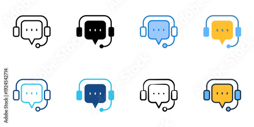Support icons set multiple style collection. Editable stroke 
