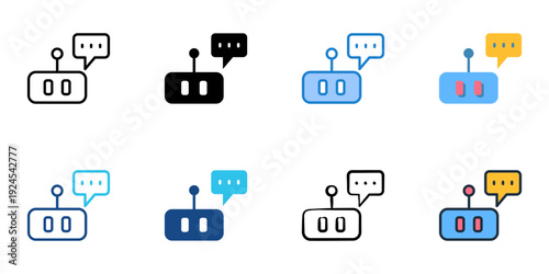 Chatbot icons set multiple style collection. Editable stroke 
