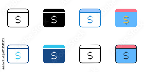 Payment icons set multiple style collection. Editable stroke 
