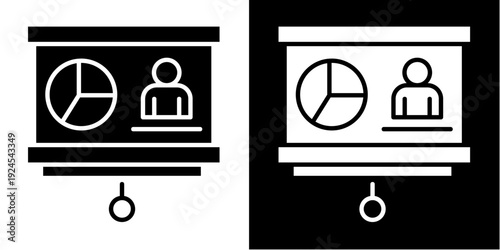 Presentation Board  Icon Set White Glyph Style Collection