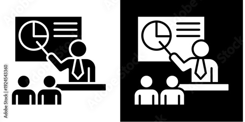 Business Presentation  Icon Set White Glyph Style Collection
