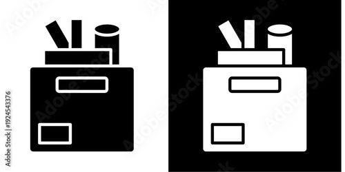 Office Supplies  Icon Set White Glyph Style Collection