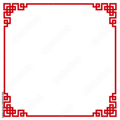 シンプルで使いやすい　中国伝統　コーナーフレーム背景　線画　線幅調整可能