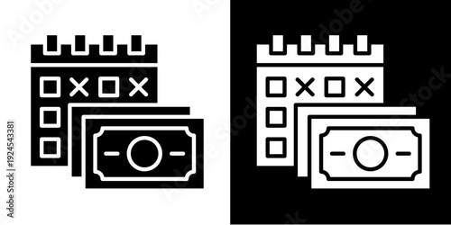 Payment Schedule  Icon Set White Glyph Style Collection