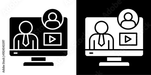 Online Interview  Icon Set White Glyph Style Collection
