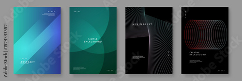 Collection of four stylish abstract backgrounds with geometric shapes and gradient colors for creative projects
