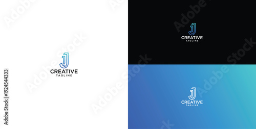 technology logo vector. J initial logo design