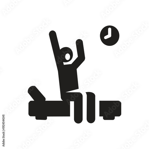 silhouette illustration of a person waking up generally depicting the transition from a deep sleep state to an awake state, often with visual elements indicating remaining fatigue or drowsiness.