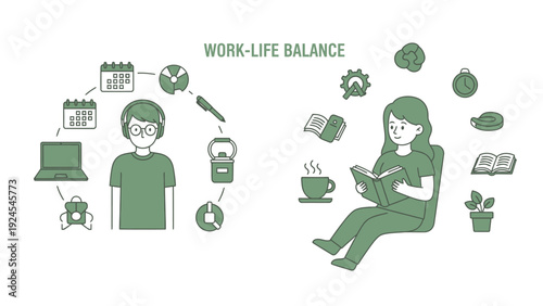 Work-Life Balance Concept with Individuals Managing Professional and Personal Lives.