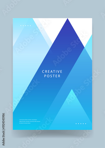 Dynamic abstract design using overlapping blue triangles and various shades of cyan to create a sense of depth and professionalism