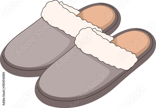 Home slippers vector on white background.