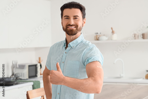Young man with applied medi...