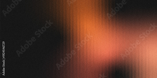 Foto Abstract grainy background with vertical glass grooves and a warm orange-to-pink-to-black gradient, featuring subtle noise texture