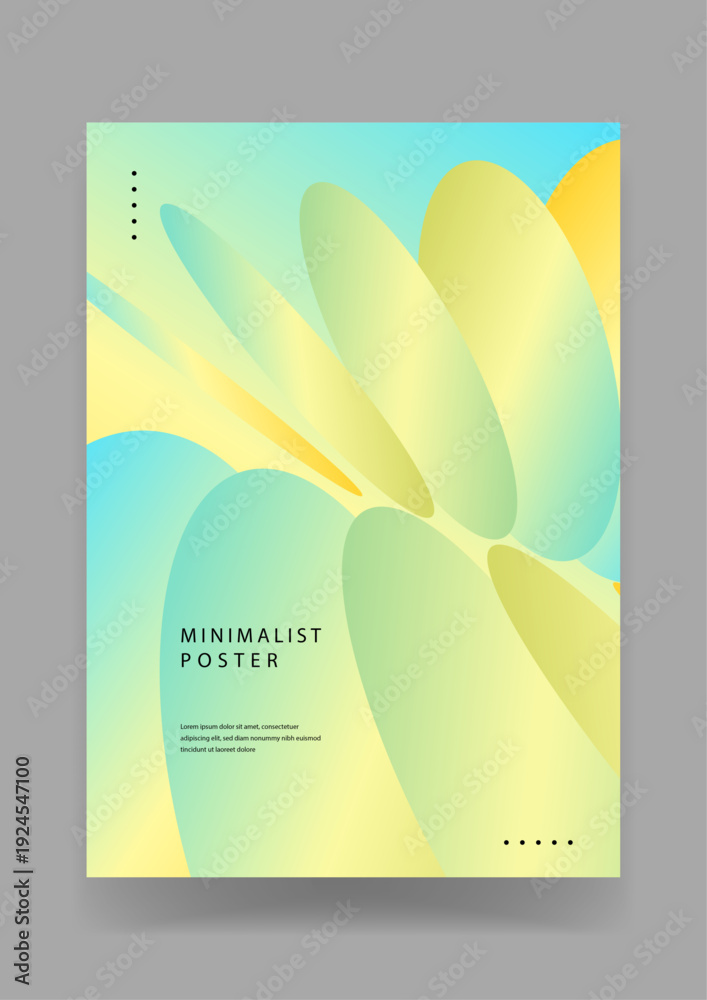 Fototapeta premium Modern abstract design with soft organic shapes in yellow and mint green gradients creating a natural and fresh atmosphere
