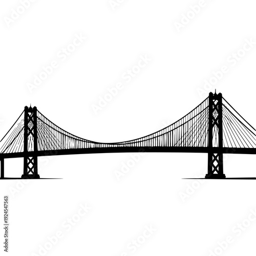 bridge silhouette icon vector isolated on white background