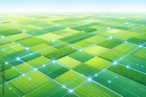 Smart Agriculture Digital Network Farmland Background