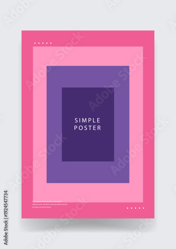 Minimalist graphic poster utilizing a series of nested rectangular frames in shades of pink and deep purple for a clean modern aesthetic