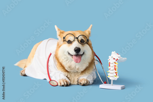 Cute Corgi dog in doctor's ...