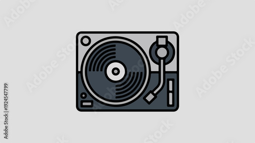 Dj turntable equipment for music mixing and playback in a studio environment with gray background