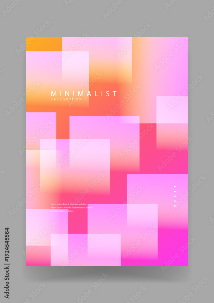 Fototapeta premium Abstract minimalist background featuring soft blurred pink and orange squares with glowing light effects