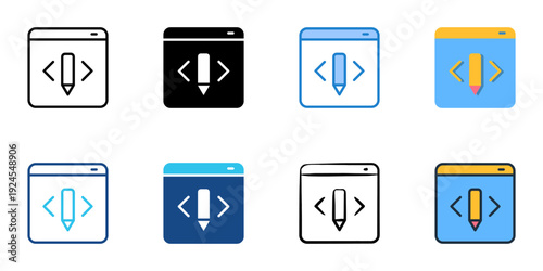 Web design icons set multiple style collection. Editable stroke 
