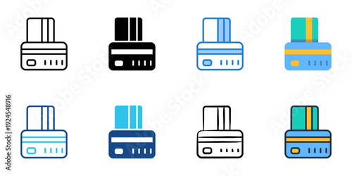 Credit card icons set multiple style collection. Editable stroke 
