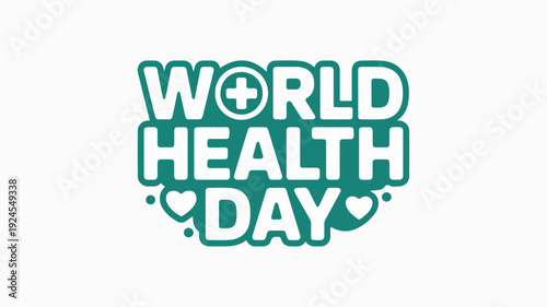 World health day logo with green and white color scheme and medical cross symbol on a plain background