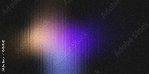 Abstract grainy background with vertical glass grooves and a smooth gradient of warm gold, cool purple, and deep blue against a dark, noisy texture.
