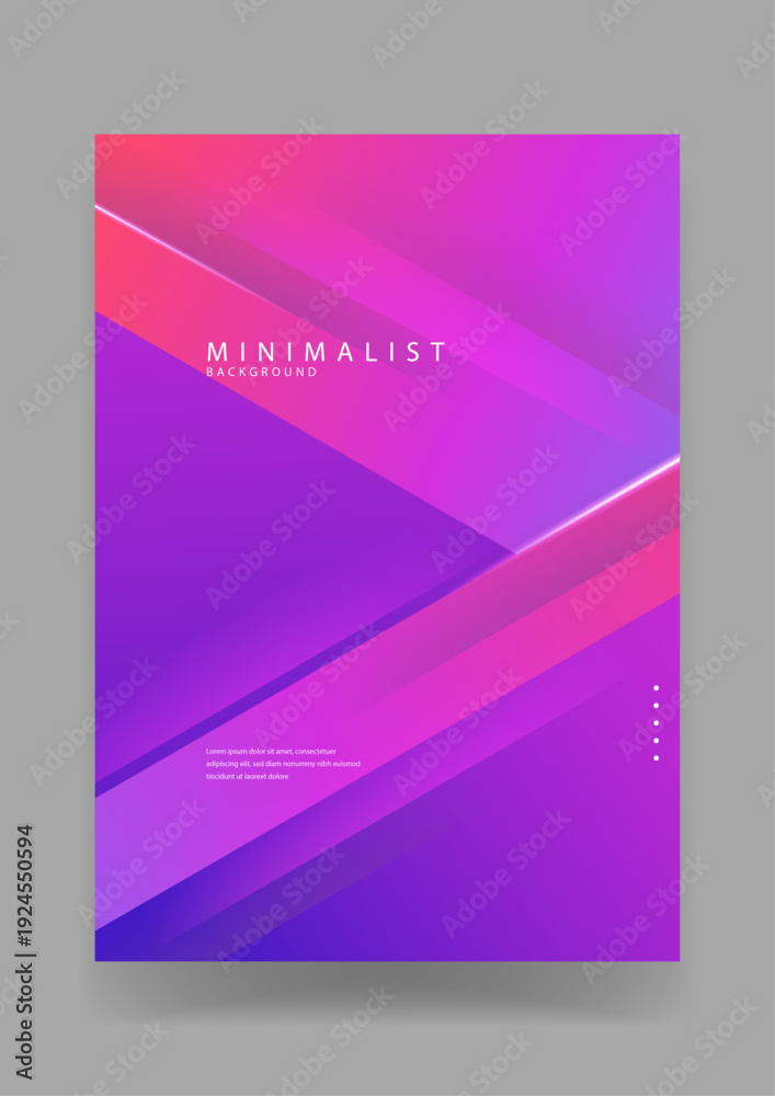 Fototapeta premium Sharp minimalist design featuring overlapping diagonal planes with vibrant purple and pink gradients and light streaks