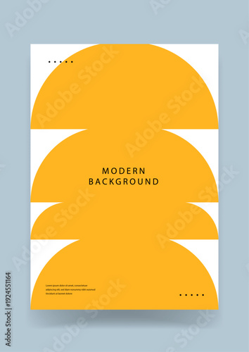A bright minimalist design featuring three large yellow semicircles stacked vertically on a clean white background