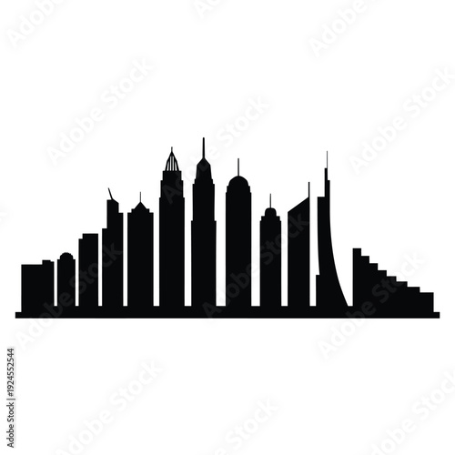 Silhouetted cityscape depicting modern architecture and the dubai skyline