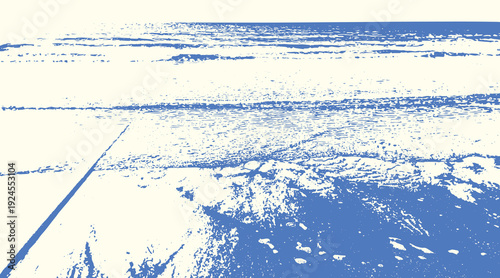 13-58. Vector image of the beach where the waves are coming in - illustration.