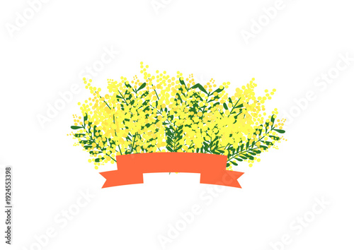 菜の花の花束とリボンバナー_タイトル