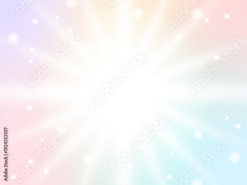 カラフルな集中線の背景、キラキラの輝く模様