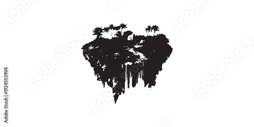 Silhouette of a dense forest canopy with intricate details.