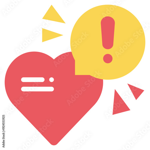 heart rate signal alert exclamtaion warning flat style icon