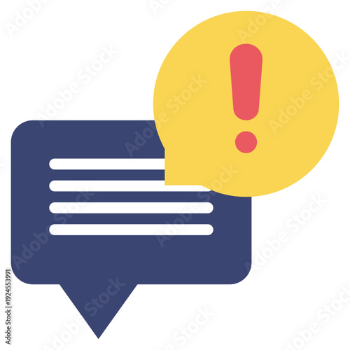 talk chat community alert exclamation warning flat style icon