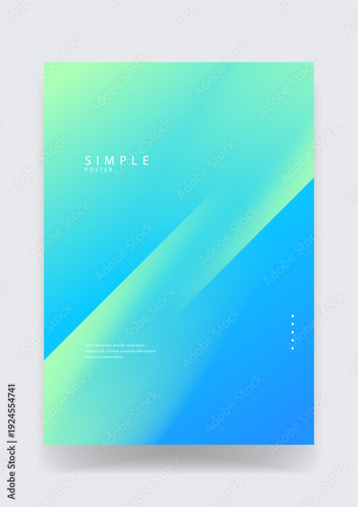 Fototapeta premium Clean simple poster featuring a smooth turquoise to blue gradient with a subtle diagonal light effect