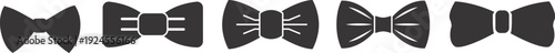 bow tie icon set. silhouette Vector illustration. Simple outline of a bow tie icon. Vector illustration symbolizing fashion and elegance. Editable stroke. Classic black bow tie silhouette icon.