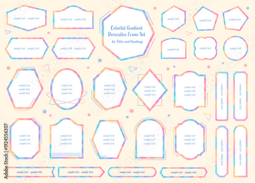 タイトルと見出し用のカラフルなグラデーション装飾フレームセット