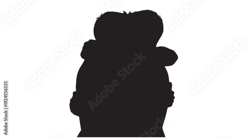 Silhouette of couple hugging in dark mysterious shadowy profile view for romantic relationship Transparent BACKGROUND