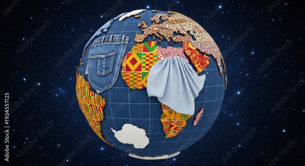 Naklejka premium Globe with Fabric and Grid Pattern.