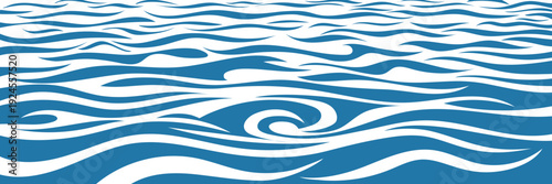 Ripples and water waves, sea surface, vector natural background, banner