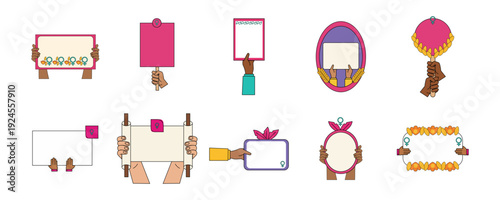 Hands Holding Blank Signs Collection