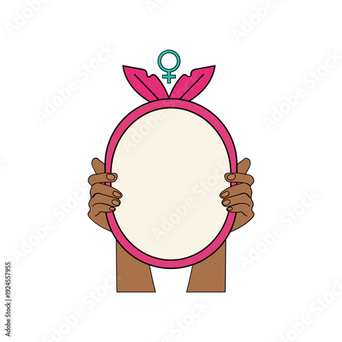 Feminist Mirror Holding Hands Art