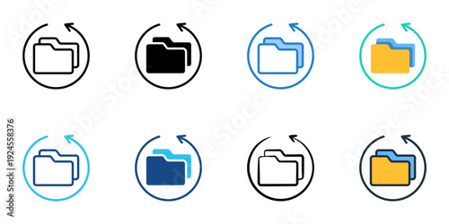 Backup icons set multiple style collection. Editable stroke 
